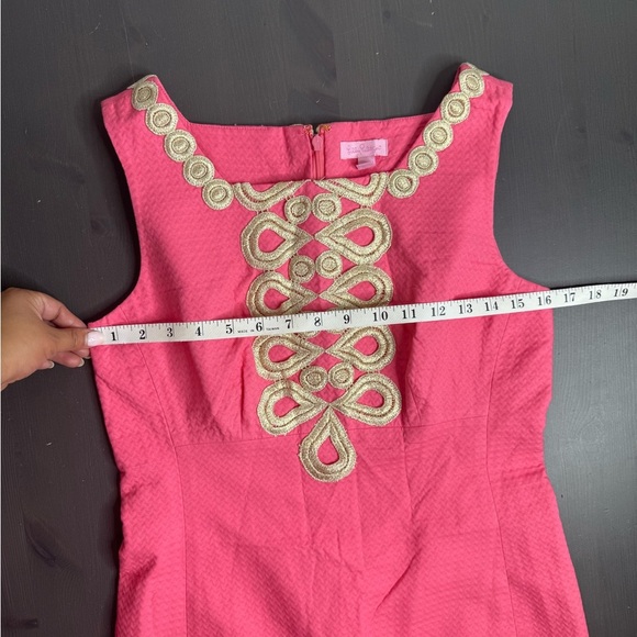Lilly Pulitzer Pink Adelson Shift Gold Lace - Picture 7 of 9